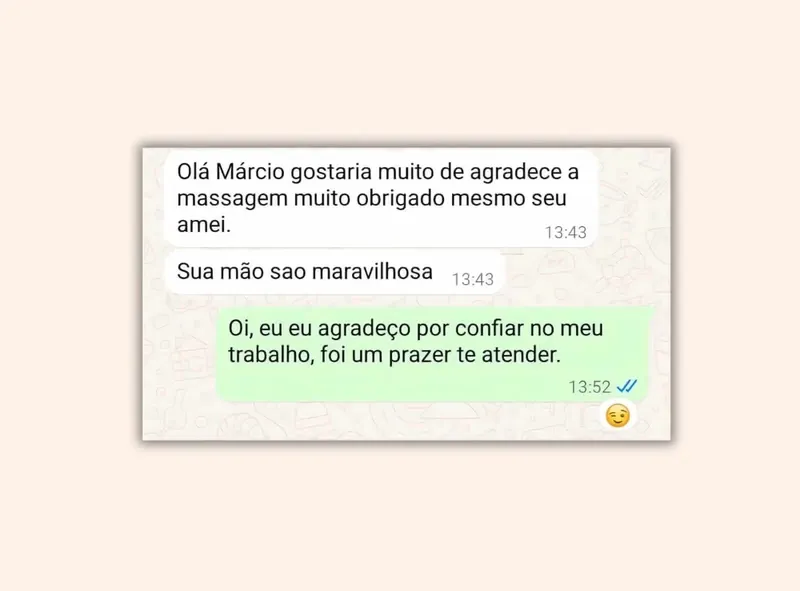 Avaliação positiva de sessão de Shiatsu com Marcio Trombeta, Zona Norte de SP